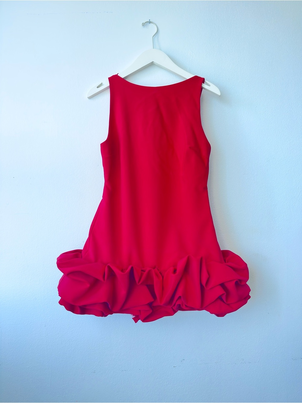 Zara Red Sleeveless Dress with Ruffled Bubble Hem